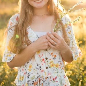 Floral and loose cropped top